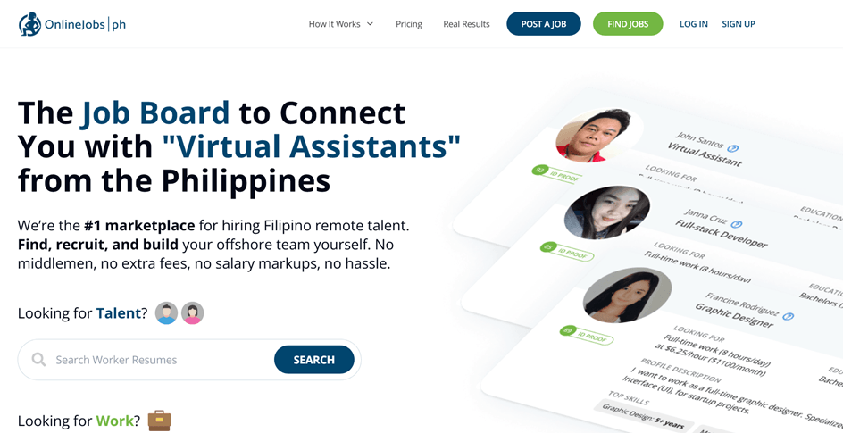 OnlineJobs.ph homepage